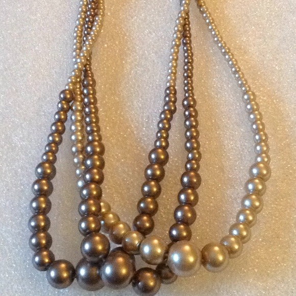 Collier Vintage Franklin Mint Années 80 - 3 Rangs De Perles Dorées, Occasion